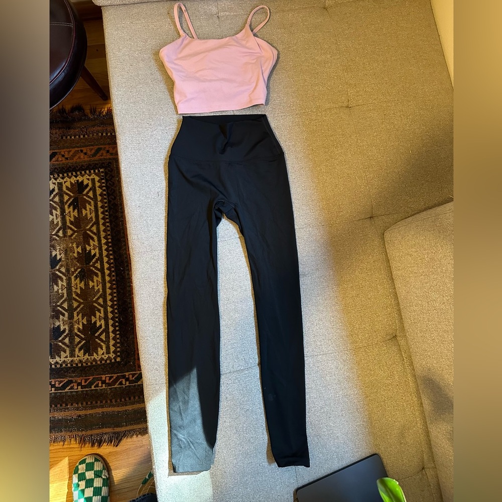 Lululemon set pink bra bra top and high waist crop align leggings xxs 0